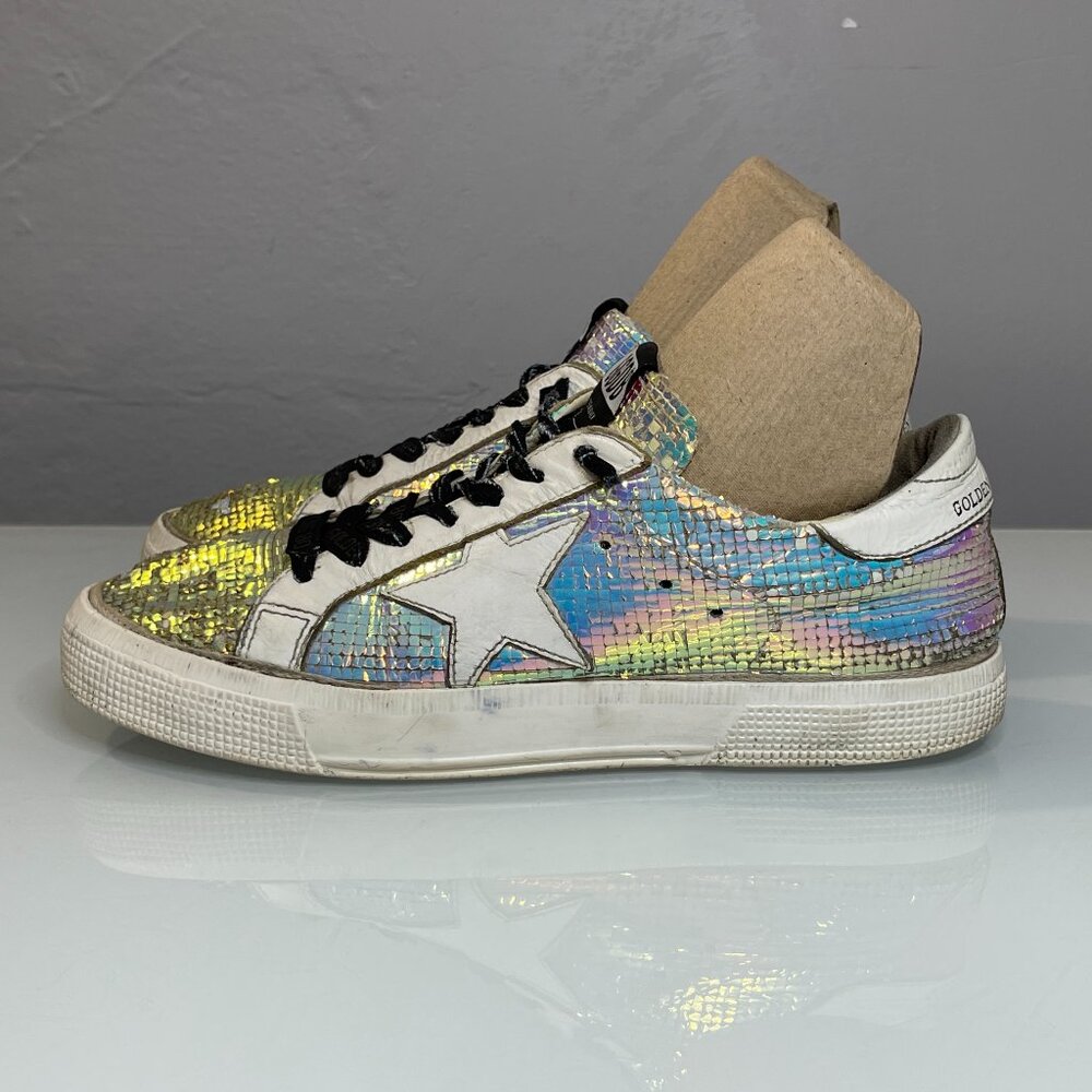 Golden Goose Womens Iridescent Holographic Superstar Sneakers with White Star - Picture 9 of 13